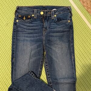 True Religion Blue Denim with Gold Stitching sz 27